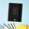 Agenda cuarto secundaria semana vista horizontal negro 2026-2027