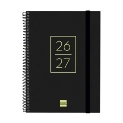 Agenda cuarto secundaria semana vista horizontal negro 2026-2027