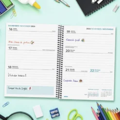 Agenda cuarto semana vista horizontal Cool negro 2026-2027