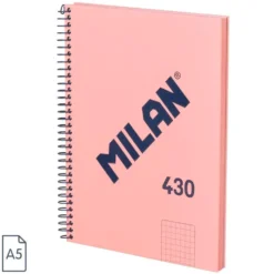 Bloc A5 tapa dura cuadro 5x5mm 80 hojas rosa serie 1918 Milan