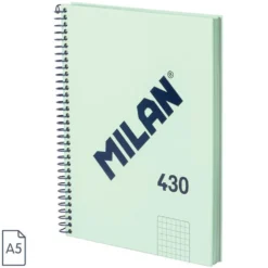 Bloc A5 tapa dura cuadro 5x5mm 80 hojas verde serie 1918 Milan
