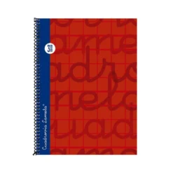 Bloc cuarto cuadrovía 3mm. 80 hojas tapa extra dura rojo