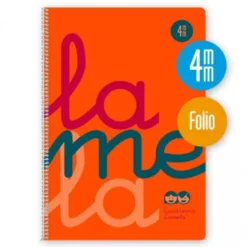 Bloc folio cuadrovía 4mm. 80 hojas tapa polipropileno naranja flúor