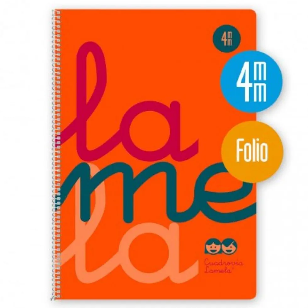 Bloc folio cuadrovía 4mm. 80 hojas tapa polipropileno naranja flúor