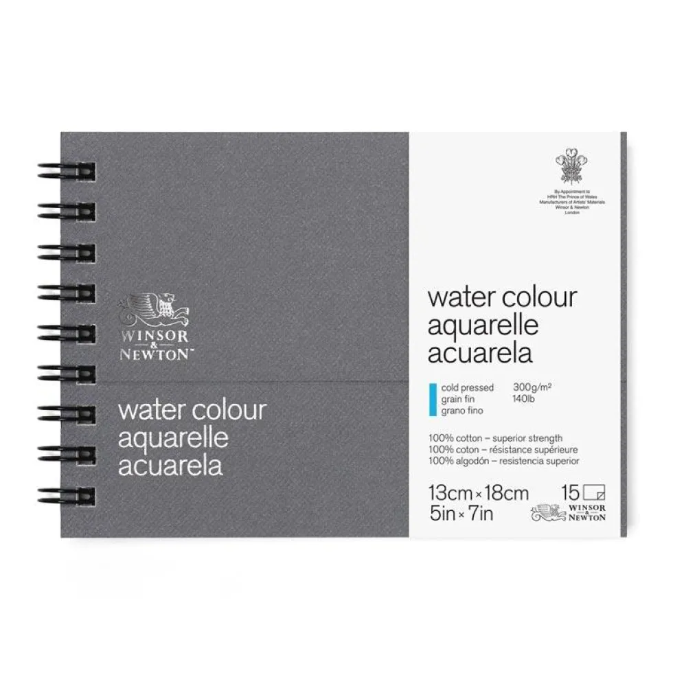 Bloc para acuarela 15 hojas de 300gr. 12,7 x 17,8cm. Winsor and Newton