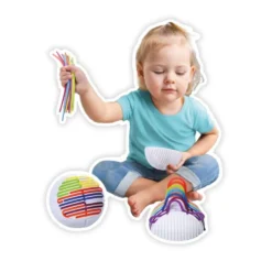 Bola sensorial 11cm con cintas silicona colores