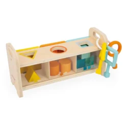 Caja madera llaves encaje formas y colores