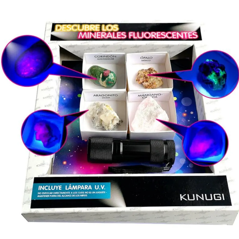 Caja minerales fluorescentes