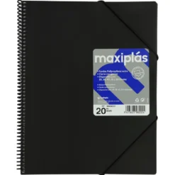 Carpeta A4 20 fundas color negro opaco Maxiplás
