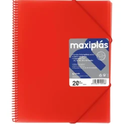 Carpeta A4 20 fundas color rojo Maxiplás