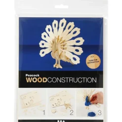 Construcción de madera para ensamblar pavo real 3D