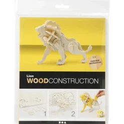 Construcción de madera para ensamblar león 3D
