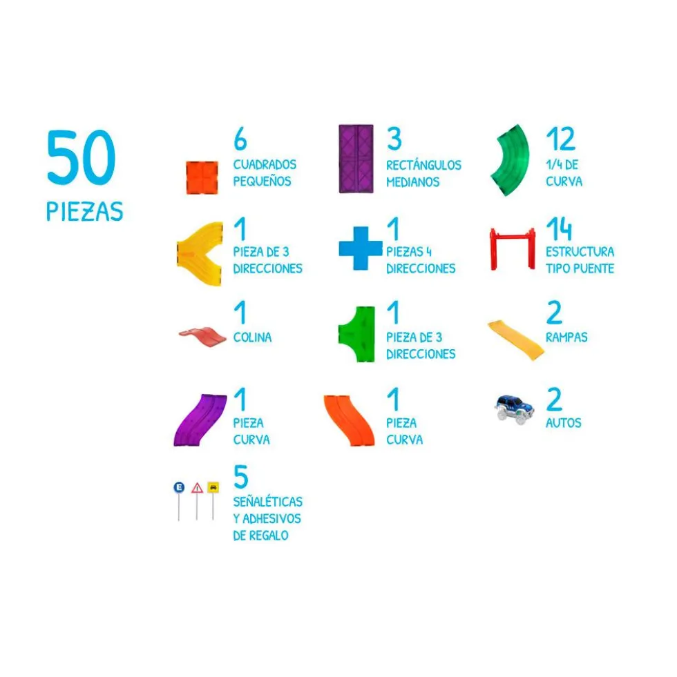 Construcción magnética pista de carreras 50 piezas Imanix