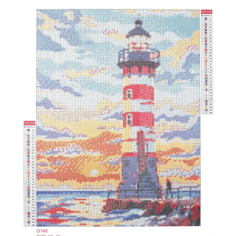 Cuadro mosaico con diamantes faro 30x40cm Diamond painting