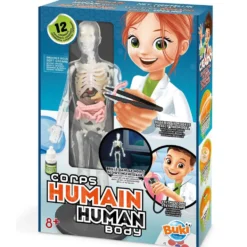 Cuerpo humano con accesorios y experimentos
