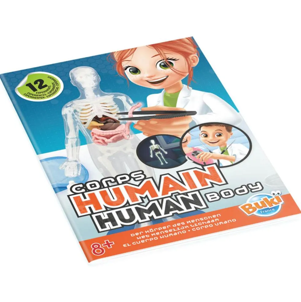 Cuerpo humano con accesorios y experimentos
