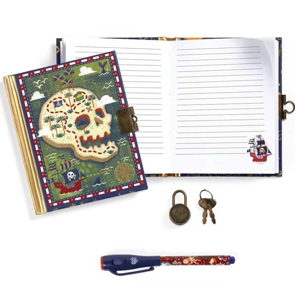 Diario secreto piratas con bolígrafo mágico