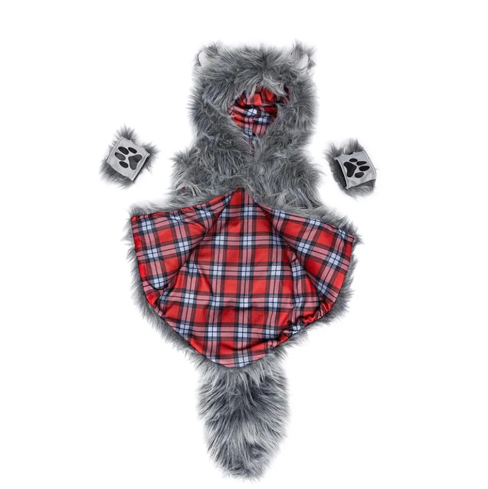 Disfraz lobo 3-4 años sudadera con capucha y guantes