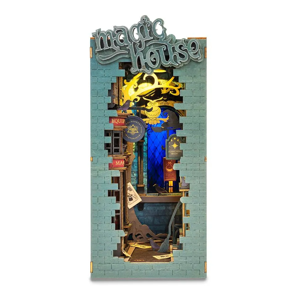 DIY soporte libros 3D madera Magic House miniatura