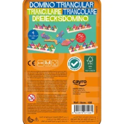 Dominó triangular en caja de metal