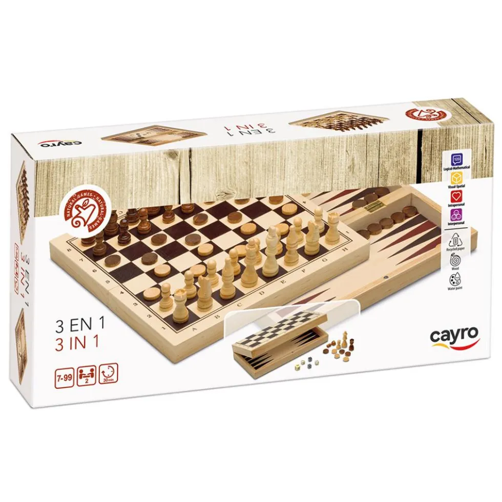 3 en 1: ajedrez, damas y backgammon