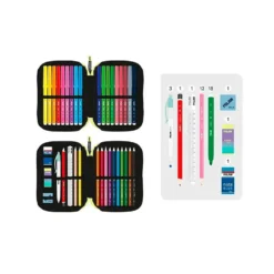 Estuche 2 pisos Sunset turquesa 19,8x14,3x4cm con contenido