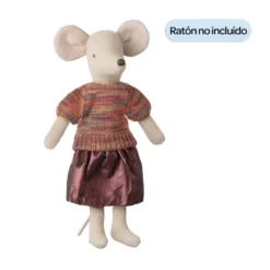 Falda y jersey de punto para ratoncita 15cm Maileg