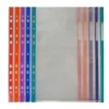 Funda tamaño folio con multitaladro y borde de color 10 unidades