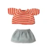 Jersey rayas rojas y falda para ratoncita 15cm