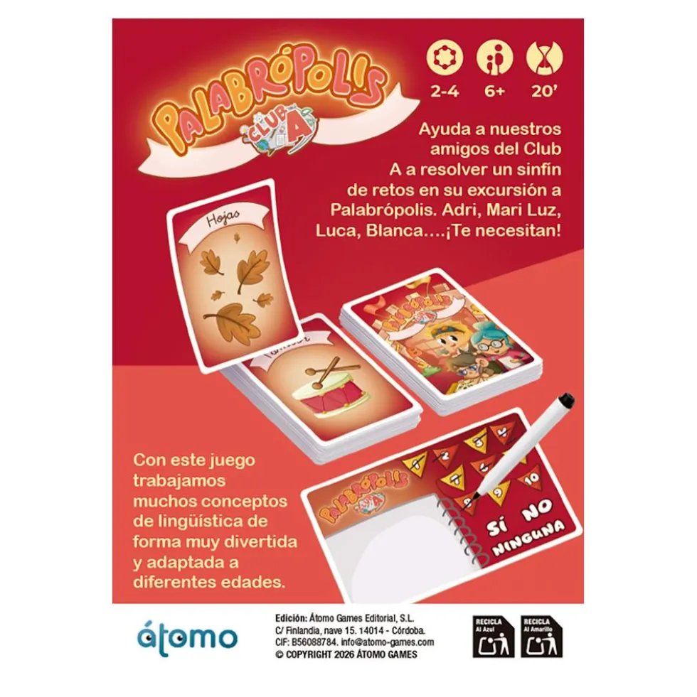 Juego de cartas lenguaje Palabrópolis Club A