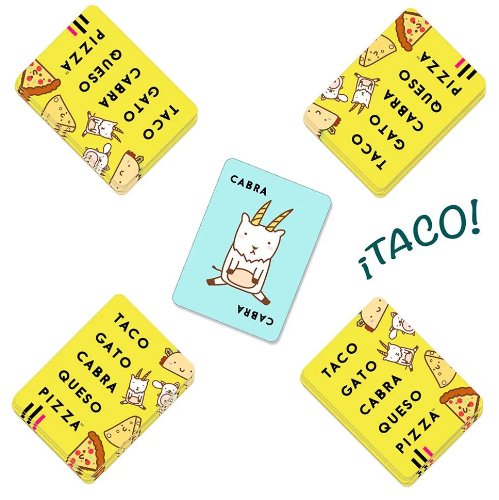 Juego de cartas Taco, Vuelta, Cabra, Queso, Pizza.