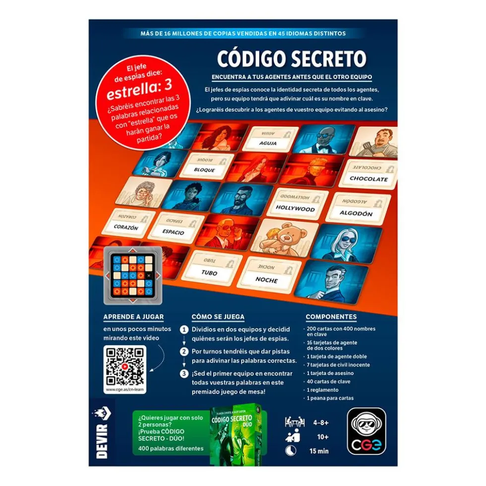 Juego de mesa Código secreto Devir.