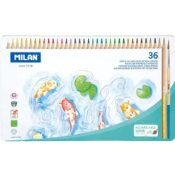 Lápiz acuarelable 36 colores mina gruesa caja de metal Milan
