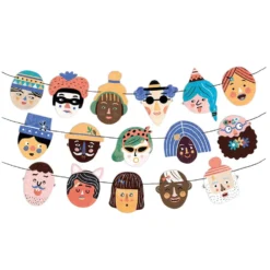 Make new friends crea guirnaldas de caras con pegatinas