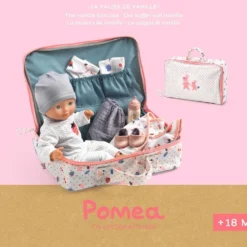 Maleta de Vanille con muñeco, ropa y accesorios Pomea