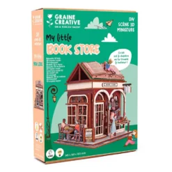 Maqueta madera 3D Book Store con luz