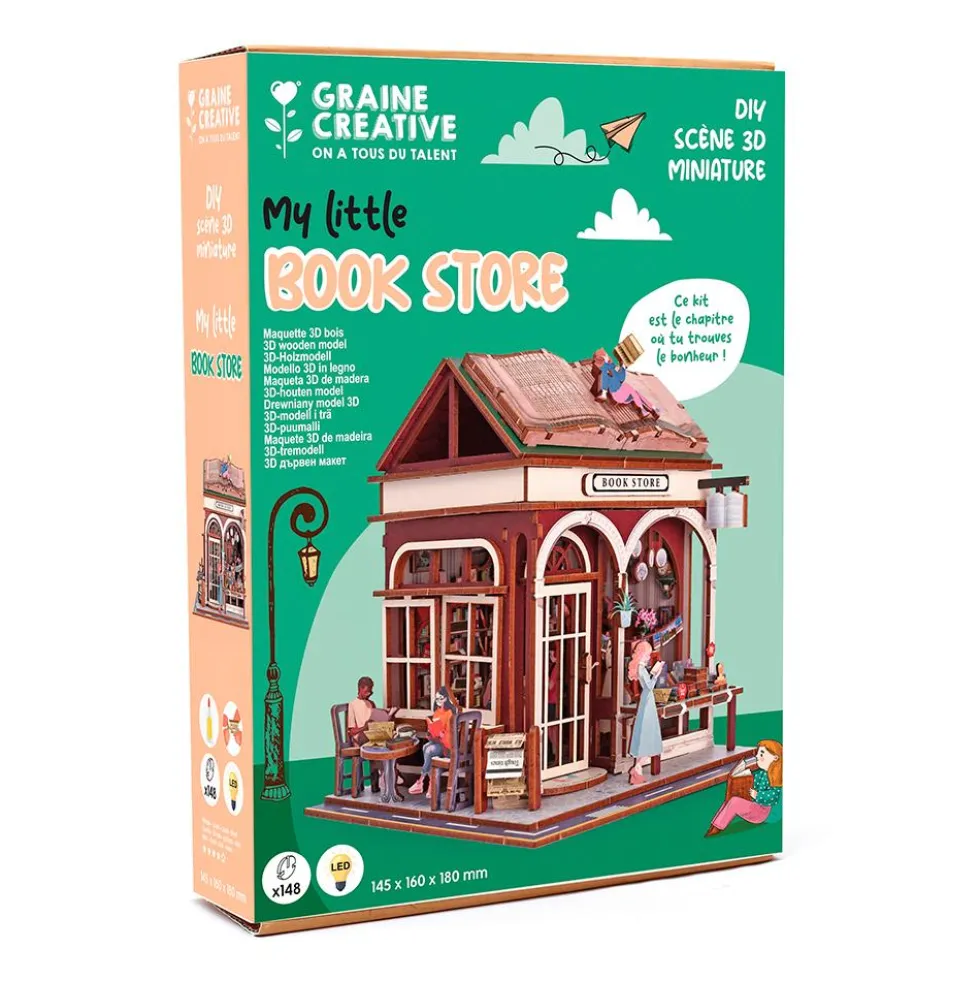 Maqueta madera 3D Book Store con luz