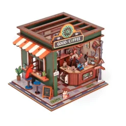 Maqueta madera 3D Coffee Shop con luz