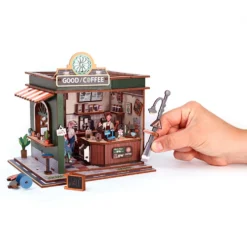 Maqueta madera 3D Coffee Shop con luz