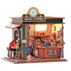 Maqueta madera 3D Coffee Shop con luz