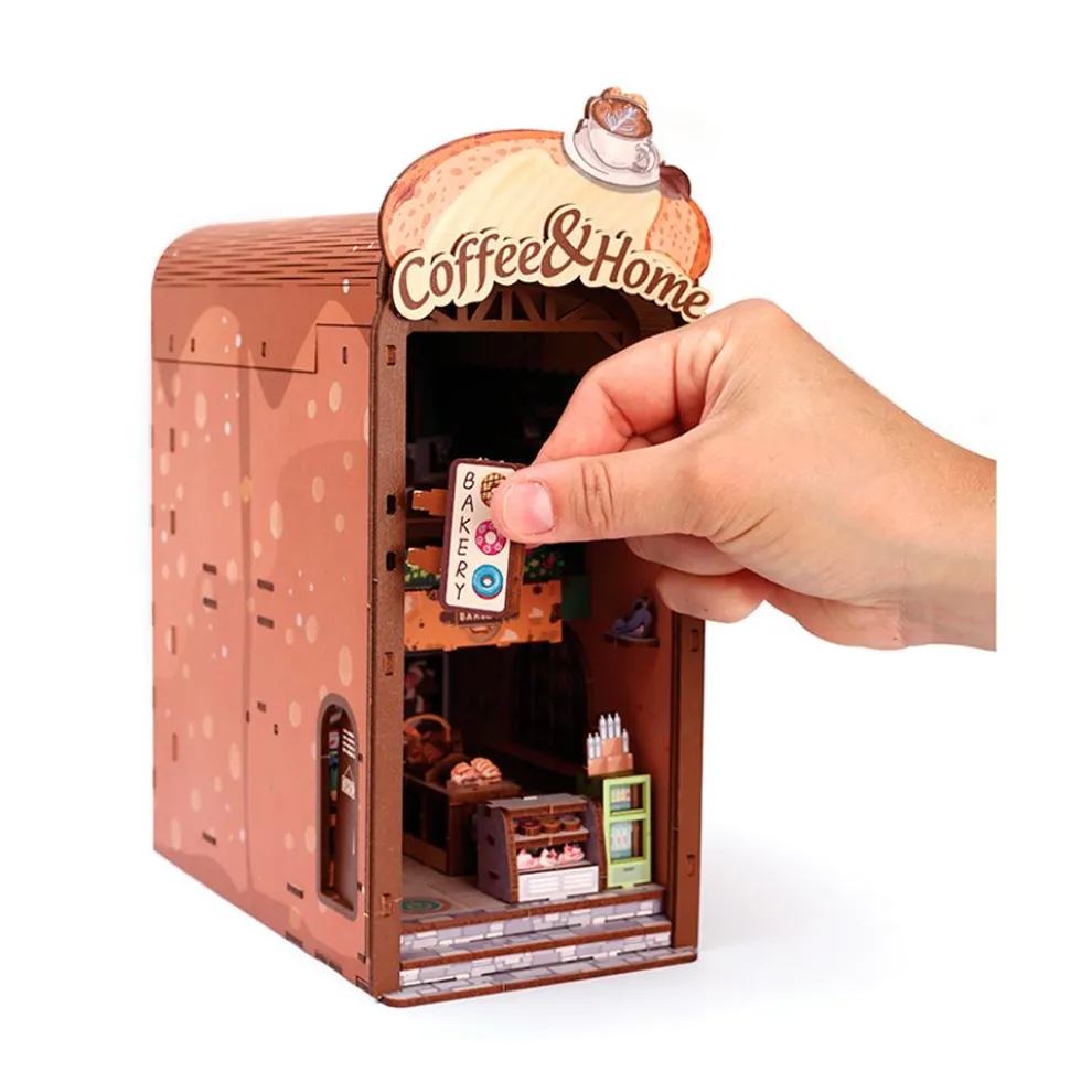Maqueta soporte de libros 3D Cosy Coffee con luz