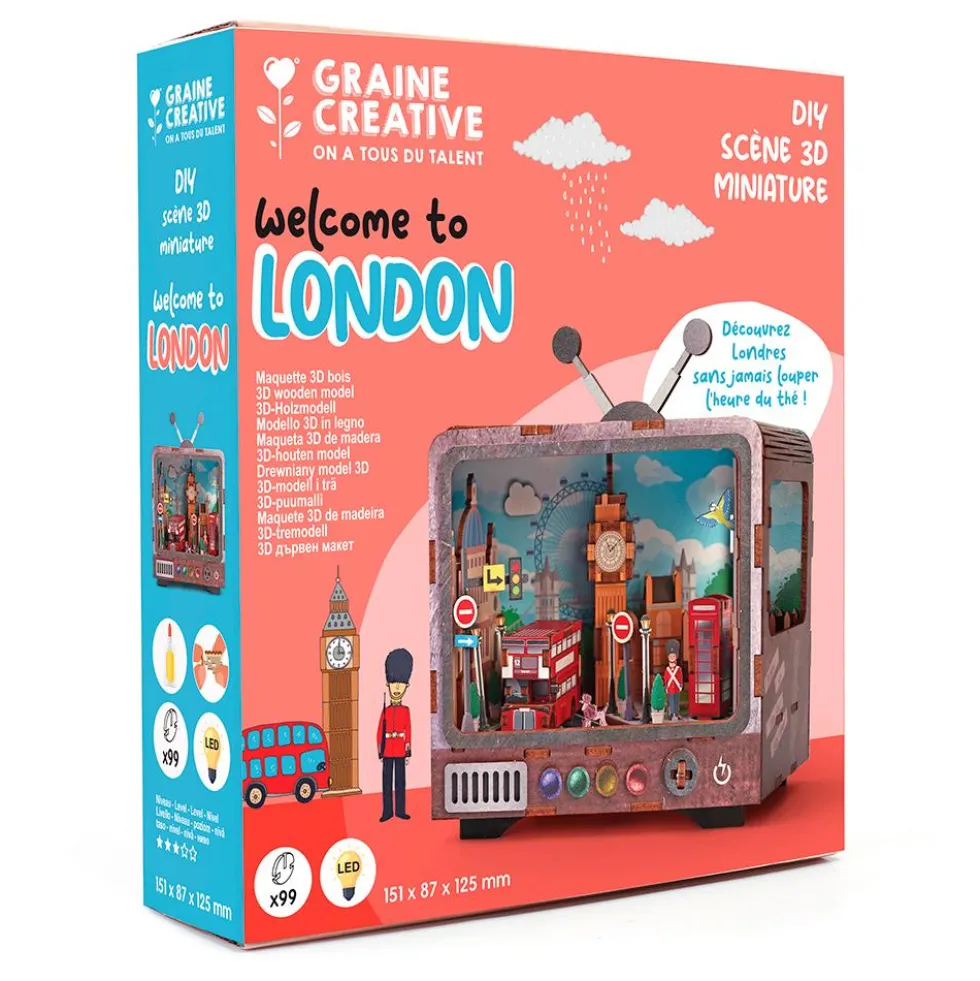 Maqueta TV 3D miniatura Londres con luz