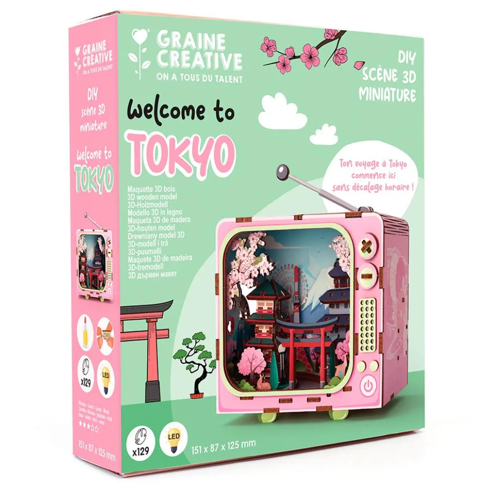 Maqueta TV 3D miniatura Tokio con luz