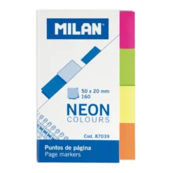 Marcapáginas adhesivos 50x20mm 4 colores neón 160 hojas Milan