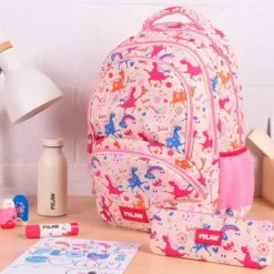 Mochila Flowicorn 4 cremalleras unicornios 48x34x16cm