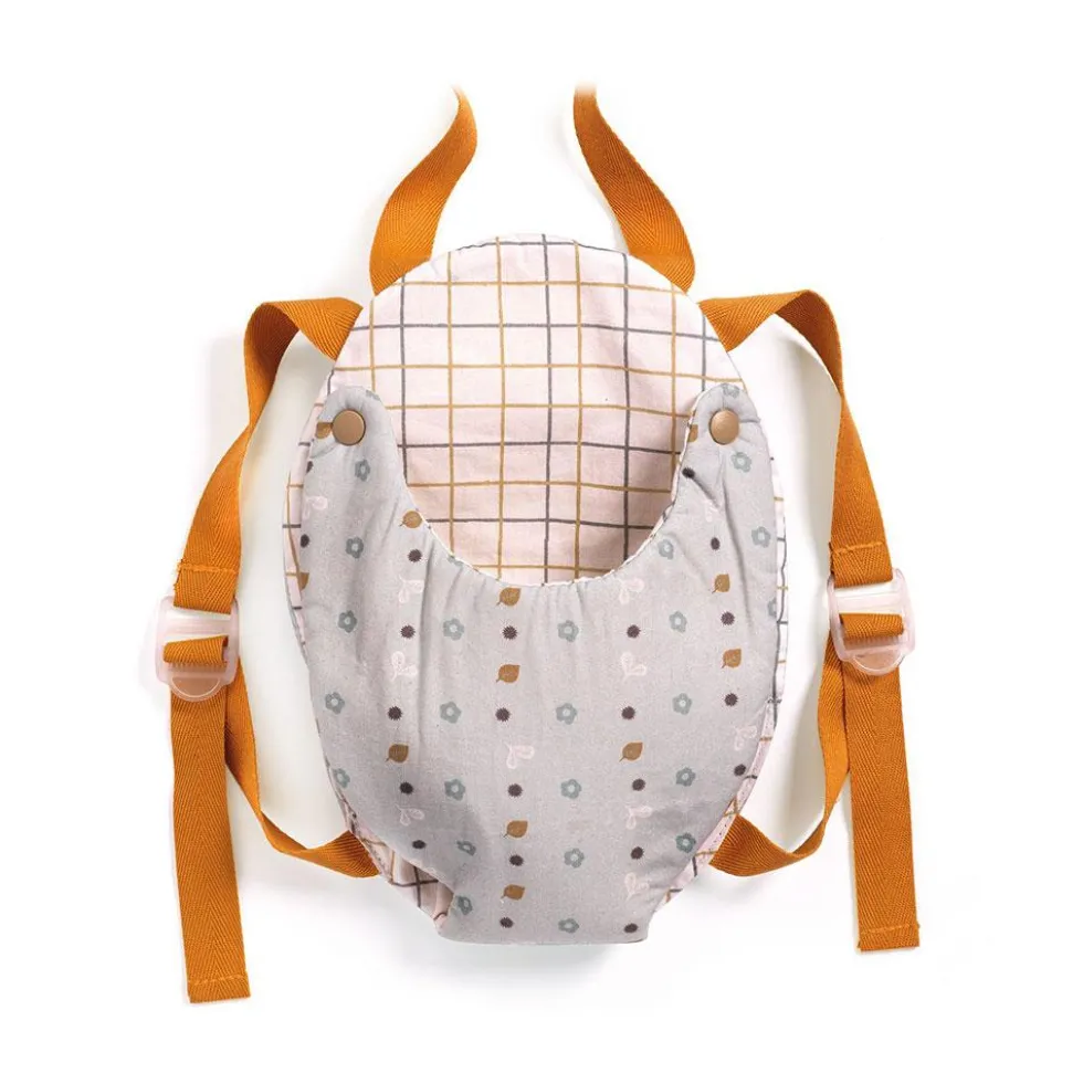 Mochila portabebé para muñecos gris azulado