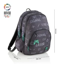 Mochila triple Oslo Game Over reciclada 28x16,5x41cm