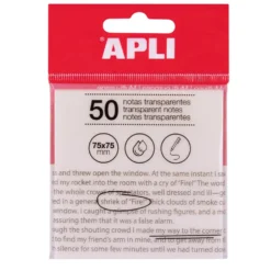 Notas adhesivas transparentes 75x75mm 50 hojas Apli