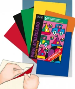 Papel charol autoadhesivo 6 hojas colores surtidos