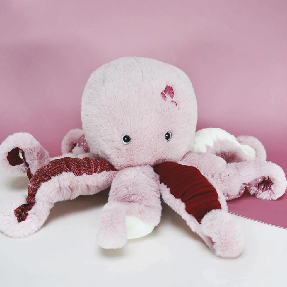 Peluche pulpo rosa 30x40cm con texturas Histoire d´Ours